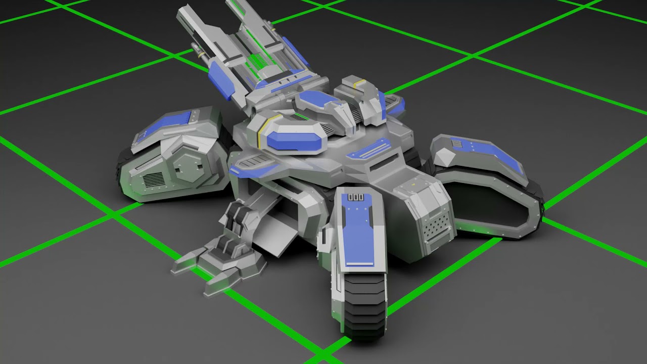 Blender : Starcraft 2 Siege Tank : Animated Sieging