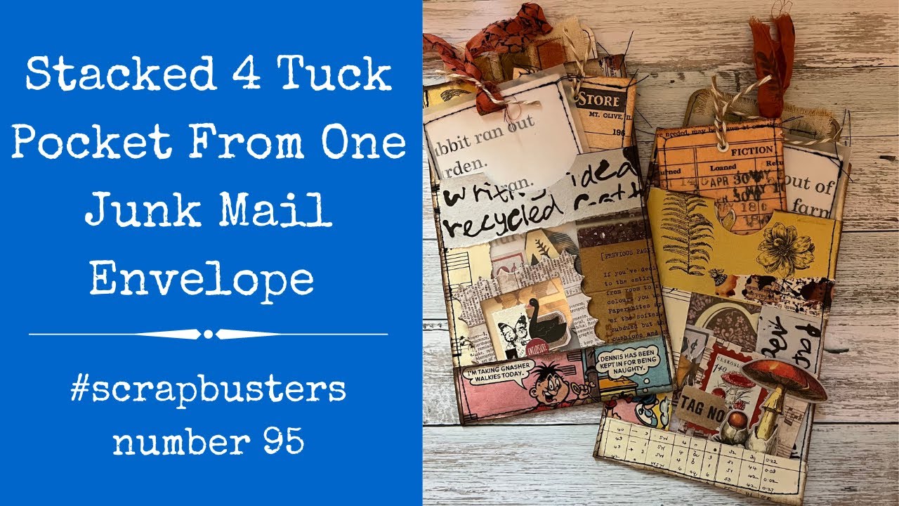 Stacked 4 Tuck Pocket From 1 Junk Mail Envelope | #scrapbusters | Step by Step | Super Easy