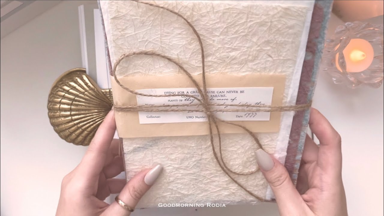Украшение старинного дневника разными бумагами | Винтажное ведение журнала | ASMR