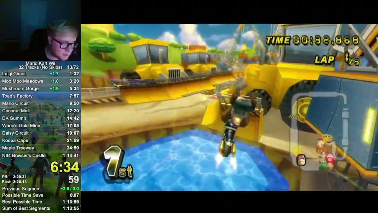 MKWii All 32 Tracks Speedrun in 1:00:47.179 (No Skips, 1:14:33 RTA) - Mario Kart Wii