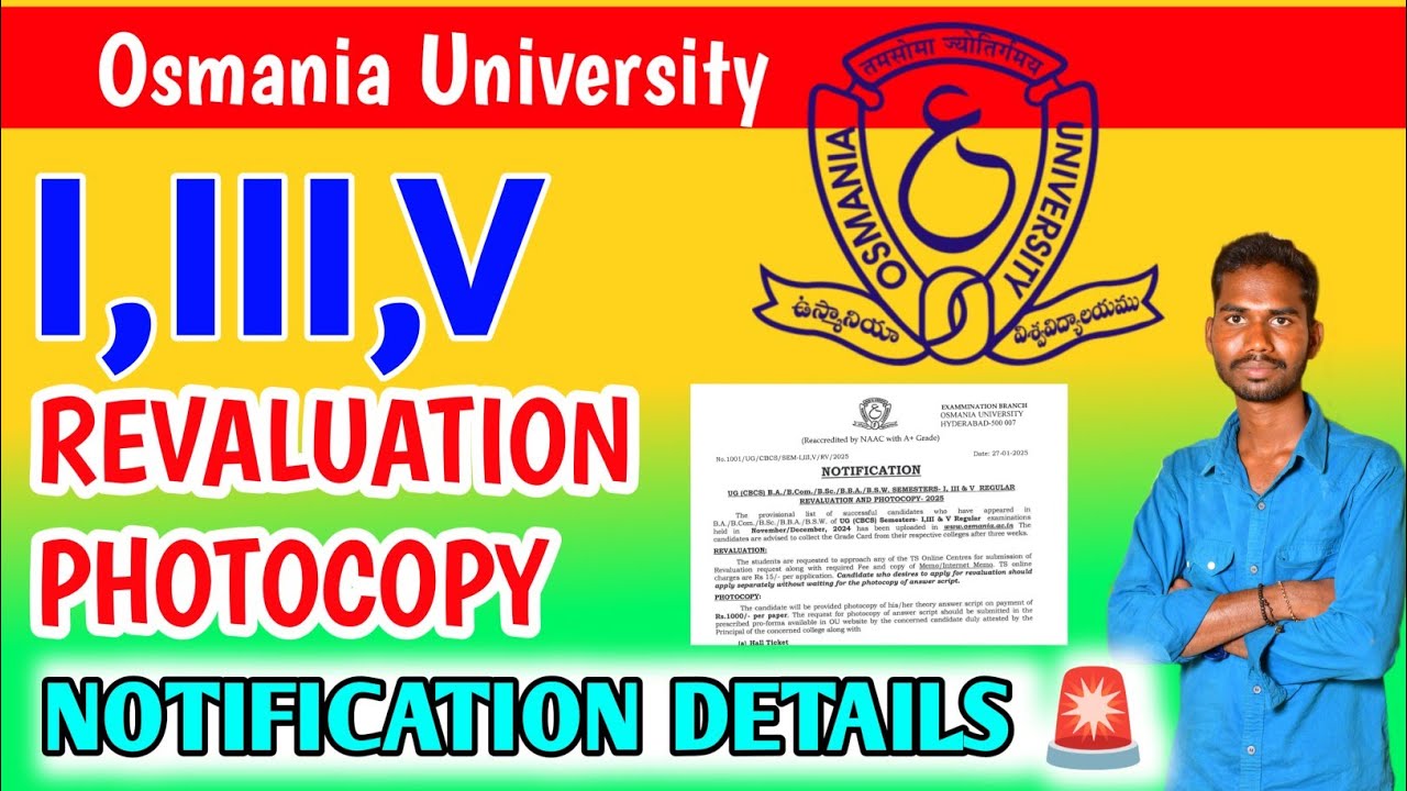 OSMANIA UNIVERSITY DEGREE 1,3,5 SEM REVALUATION NOTIFICATION DETAILS 🚨