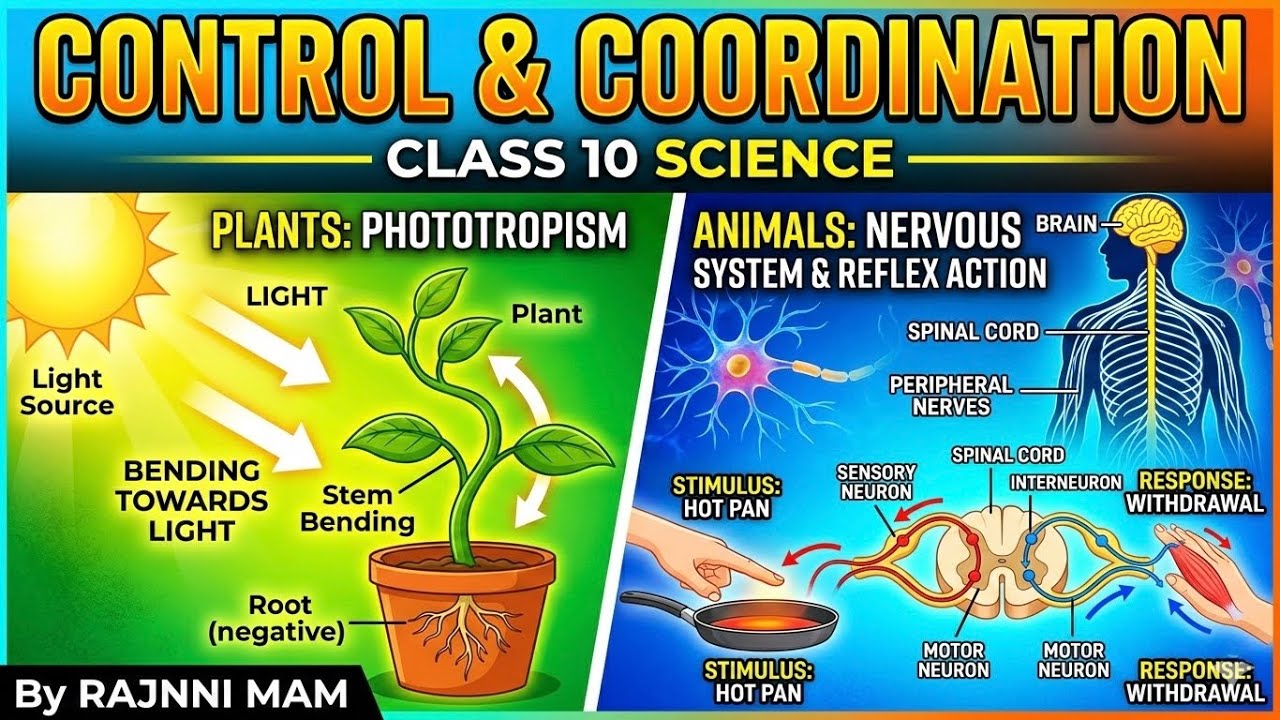Control & Coordination in Plants and Animals | Class 10 Science | By Rajnni Mam