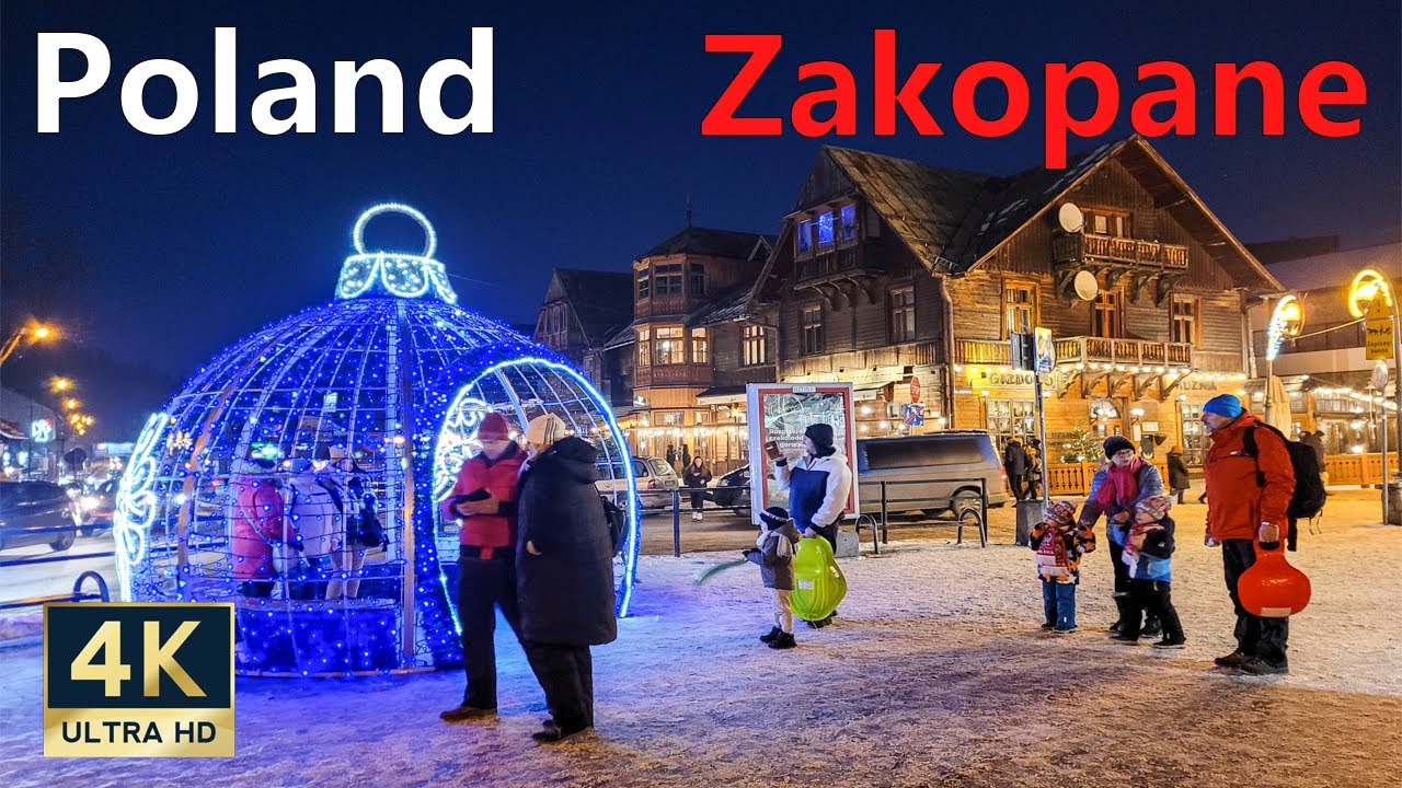 Zakopane Poland 🇵🇱 4K Winter Evening Walking January 2022