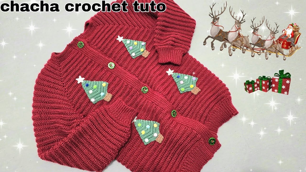 Tuto décoration de Noël : gilet au crochet toutes tailles partie1 #crochet #tutocrochet #handmade