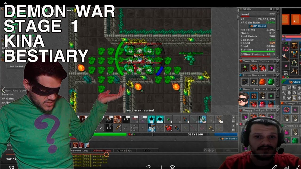 Tibia - Knight  Demon war stage 1 Askarak Demons e Shaburak Demons.