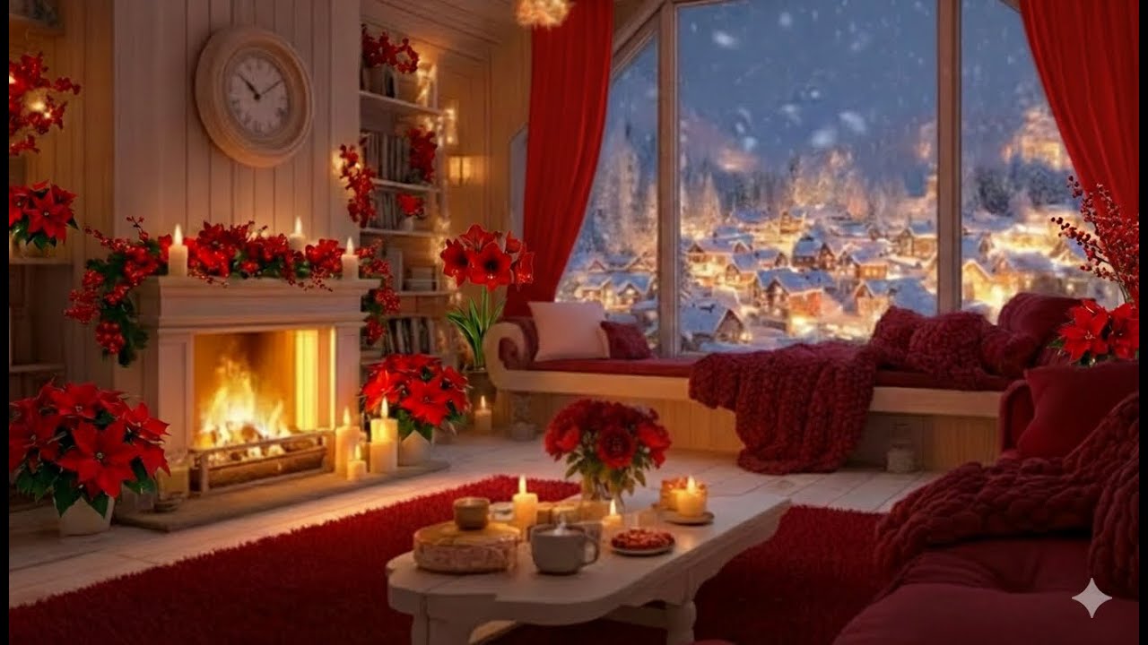 Soft Winter Piano Tunes 🎹 Cozy Night Living Room & Snowfall for Meditation, Relaxation & Inner Peace