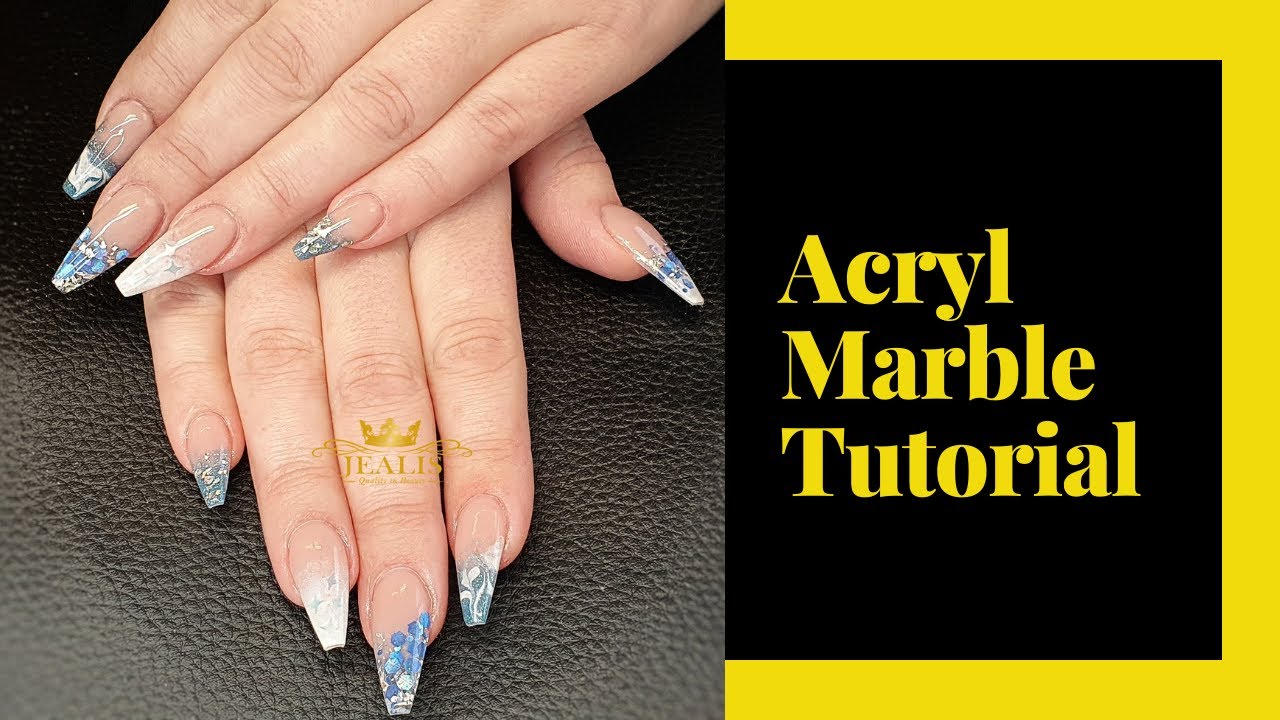 Acrylnagels zetten // Demo Winter acrylnagels met marbledesign //