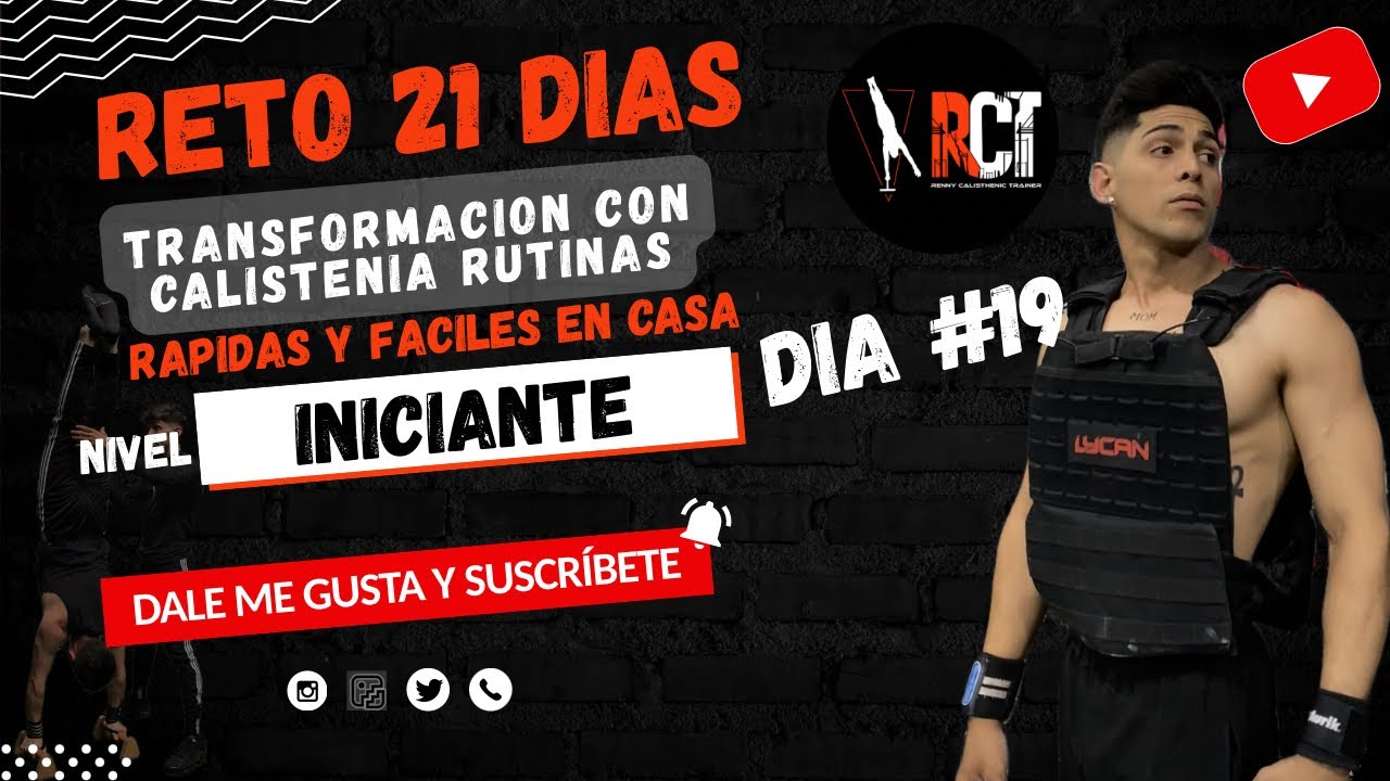 🍎RETO 21 DÍAS CON CALISTENIA DESDE CASA PARA PRINCIPIANTES #DIA19 - PIERNA Y ABS 🔥