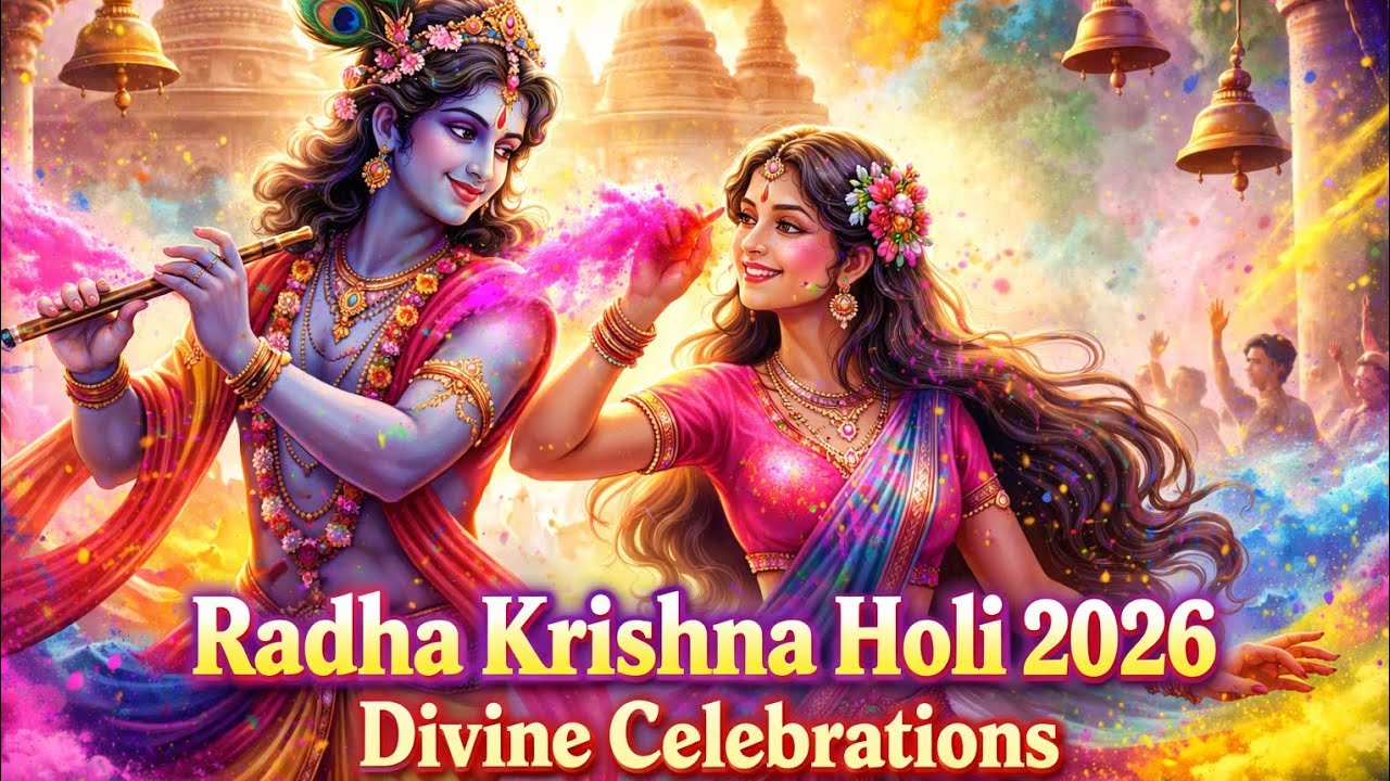 Radha Krishna Holi Celebration 2026 | Telugu Devotional Song | Divine Color Festival
