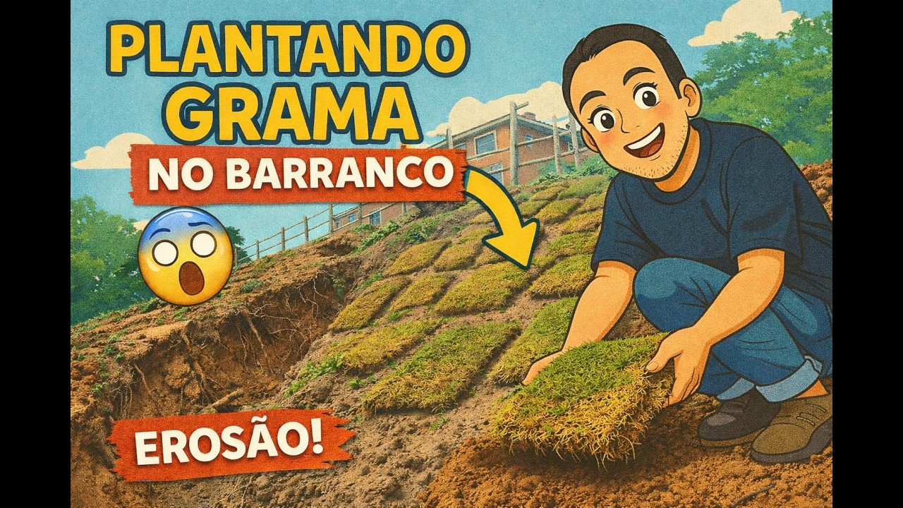 Plantei grama no barranco… será que deu certo? 😱🌱