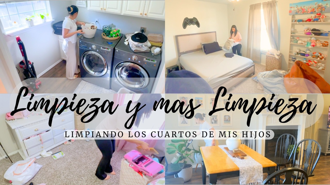 Dias de Limpieza || Limpiando los cuartos de mis hijos, y la lavandería ||