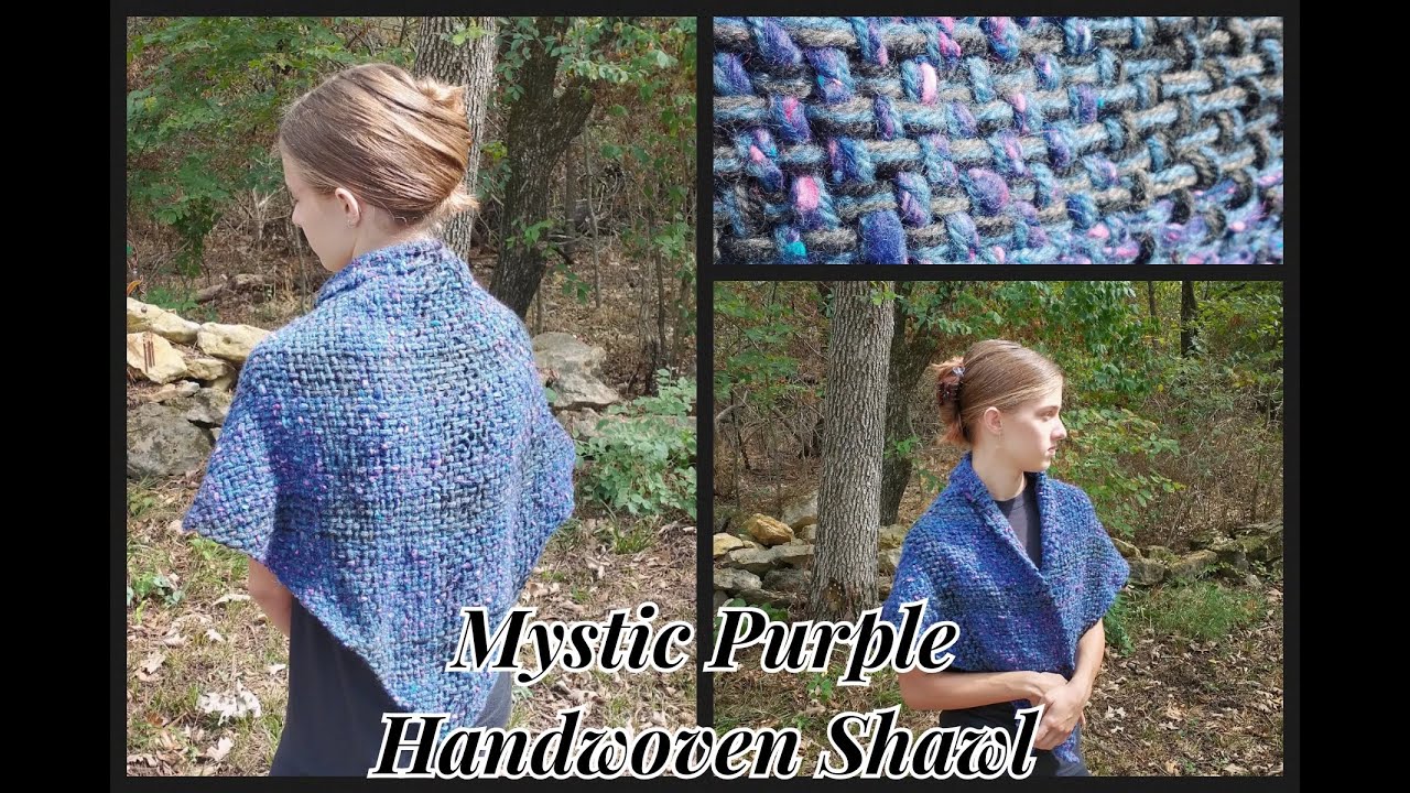 Mystic Purple Handwoven Shawl - Continuous Weaving Technique - Triangle Loom - Wearable Art!