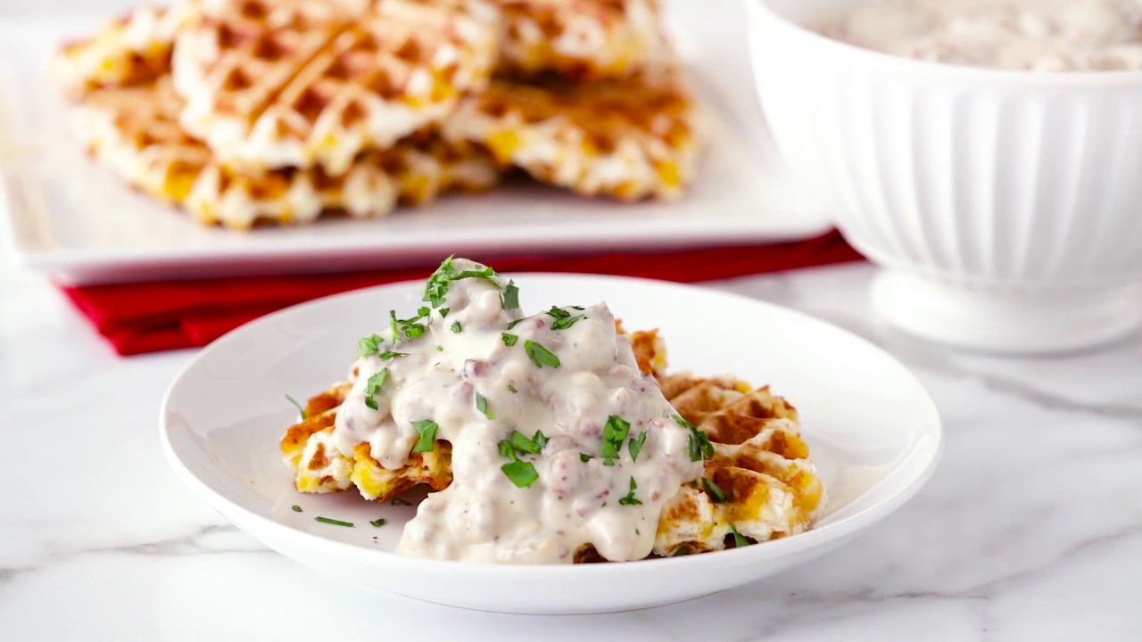 Waffle Biscuits and Gravy | Betty Crocker Recipe