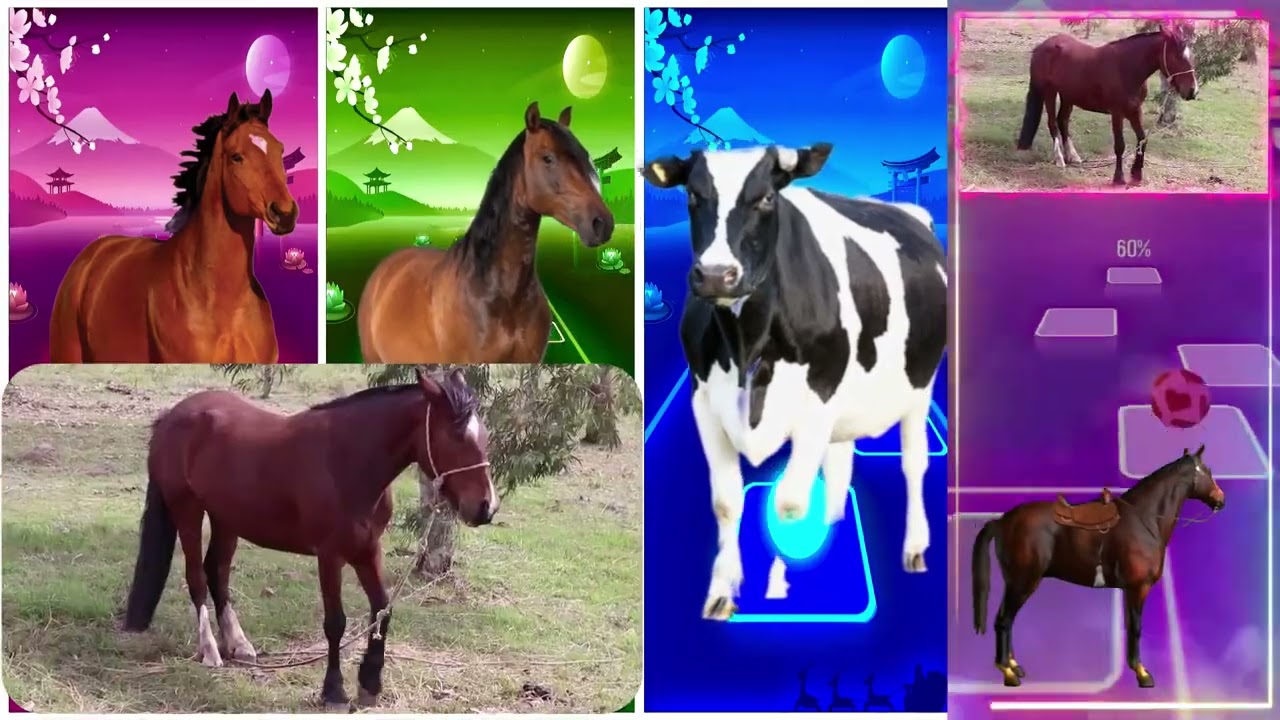 Funny Horse🐎🆚Funny Pony🐎🆚Funny Cow🐄🆚Funny Bull🐃🔴Tiles Hop EDM Rush #tileshopedmrush #rhythmgame