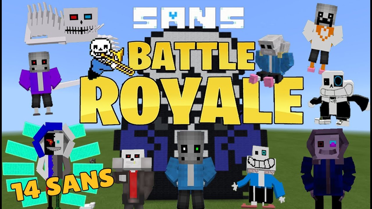 Sans VS Sans VS Sans (14 Sans Battle!  Who WINS?)  [Sans, Evil Sans, Saness, Xans V2] Minecraft PE