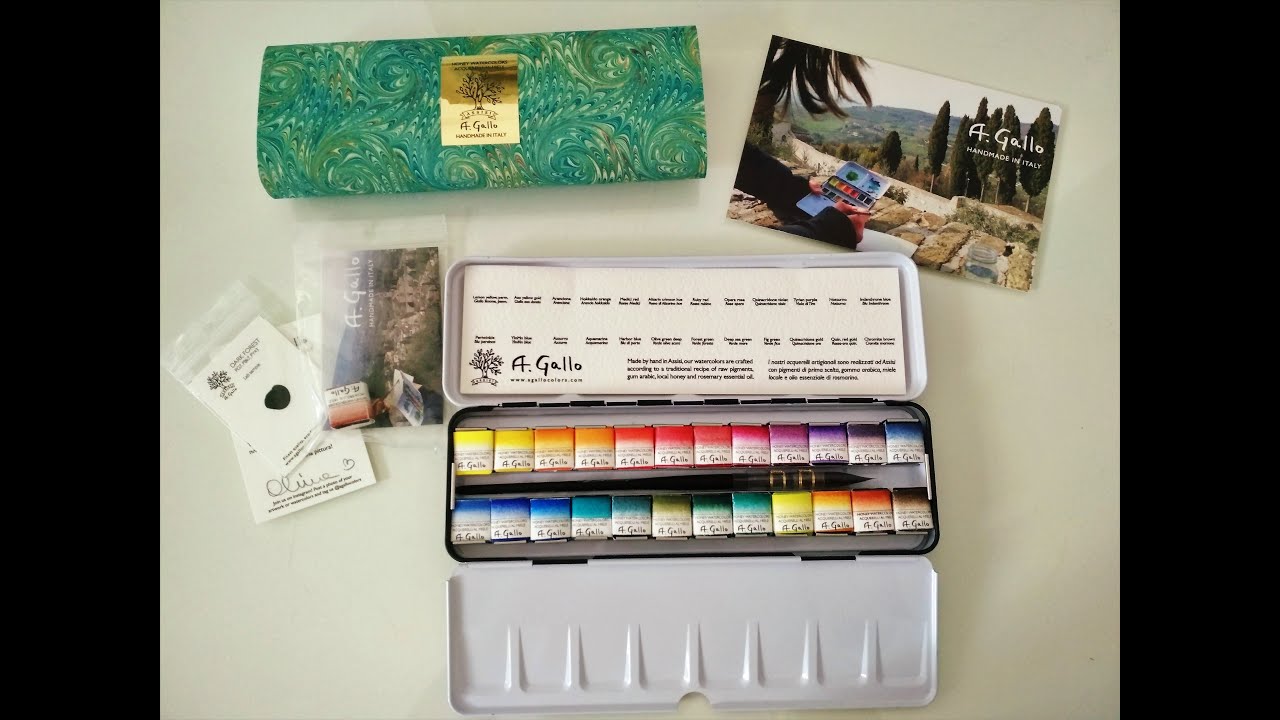 A. Gallo 24 Signature pallet review. Handmade watercolors by Alina Gallo.