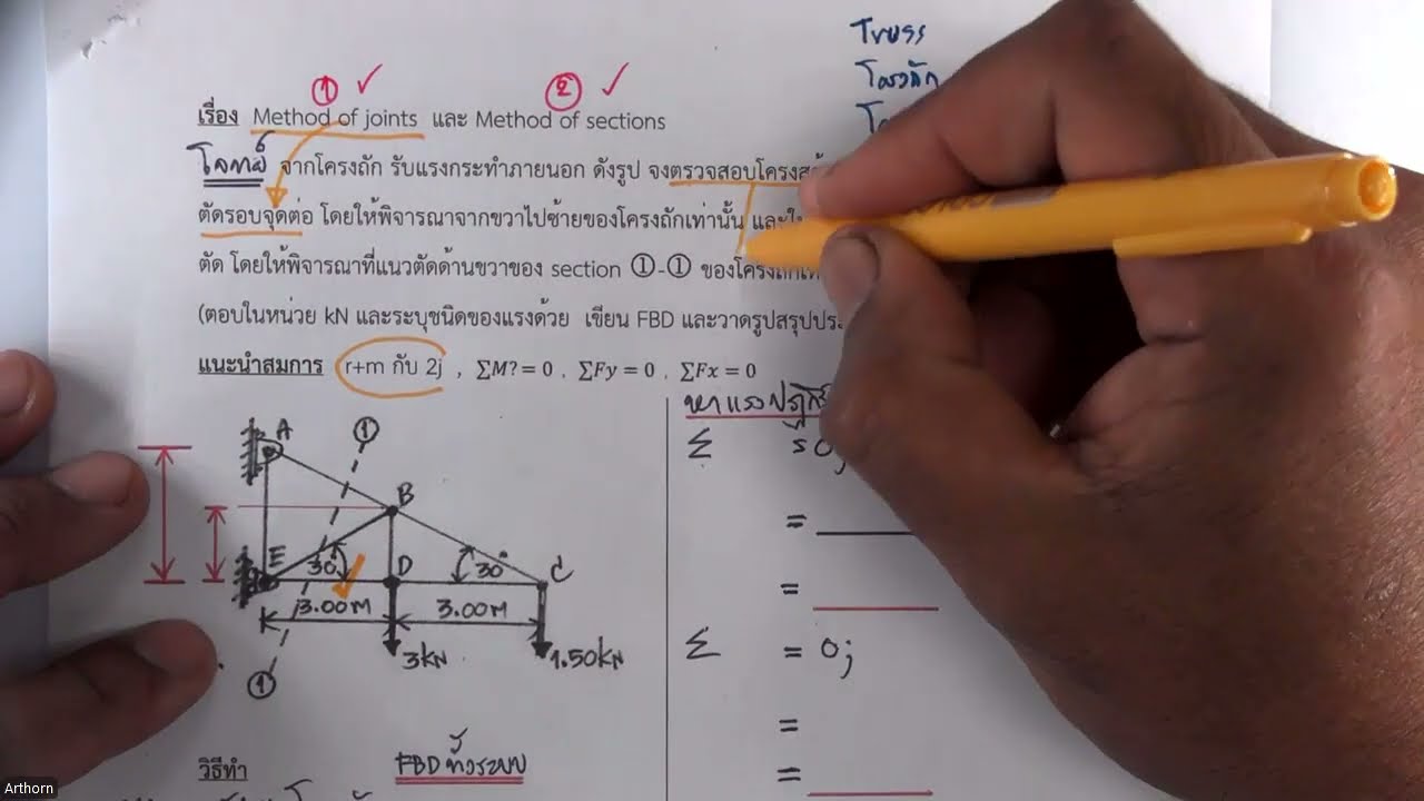 กลศาสตร์วิศวกรรม เรื่อง Method of joints  ภาคเรียนที่ 2/2568