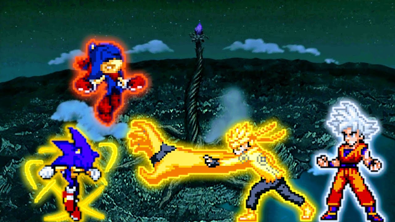 Sonic Chaos OP(All Form) & Sonic.Exe VS Naruto OP & Goku DBS 3.5 in Jump Force Mugen
