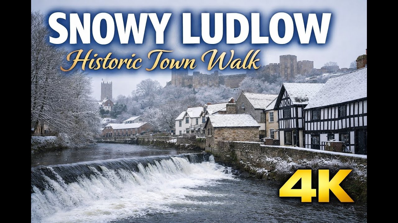 Ludlow England Walking Tour ❄️ | Snowy Town Centre Walk in 4K