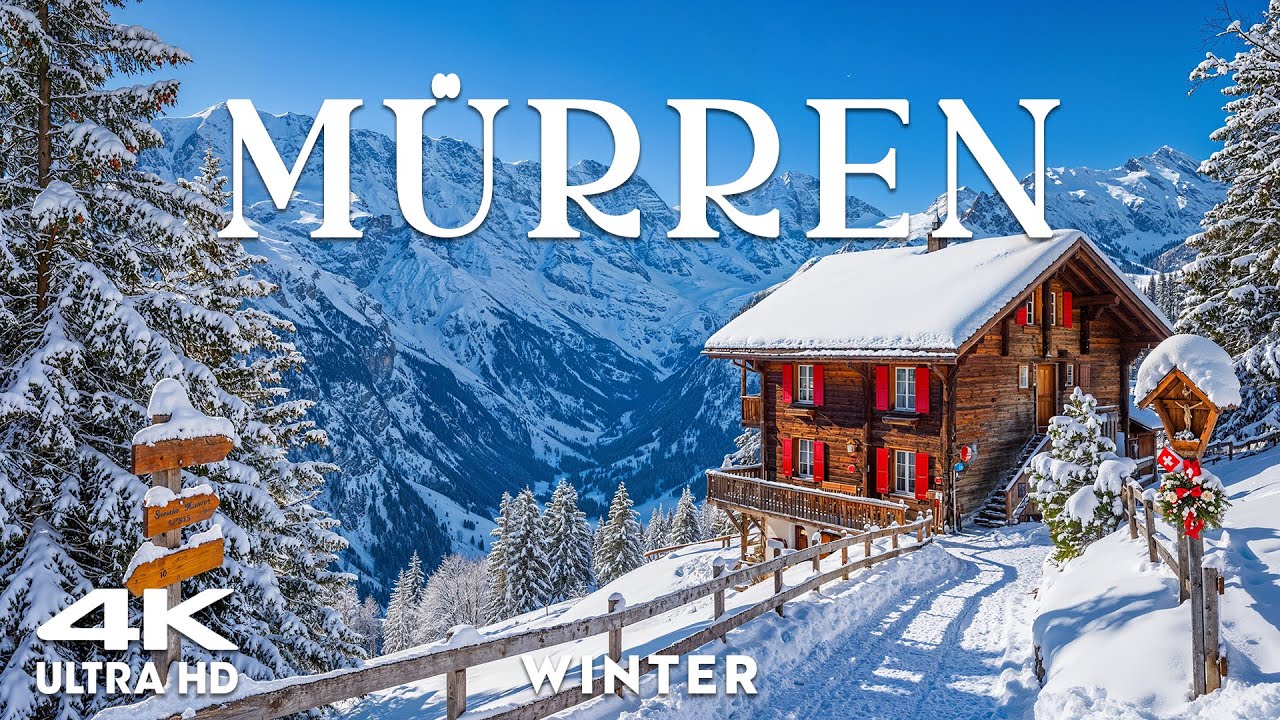 Winter in Mürren 4K | Winter Wonderland of Snowy Alpine Cliffs, Silent Chalets & Swiss Serenity