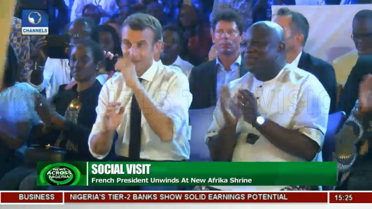 Pres Macron Visits New Afrika Shrine With Gov Ambode |News Across Nigeria|