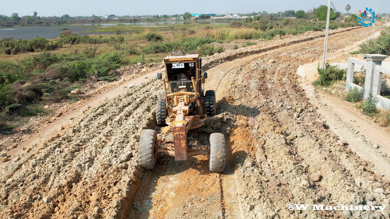 Best Action Heavy Komatsu Grader Grading Foundation New Village Roads Techniques Skills Driving