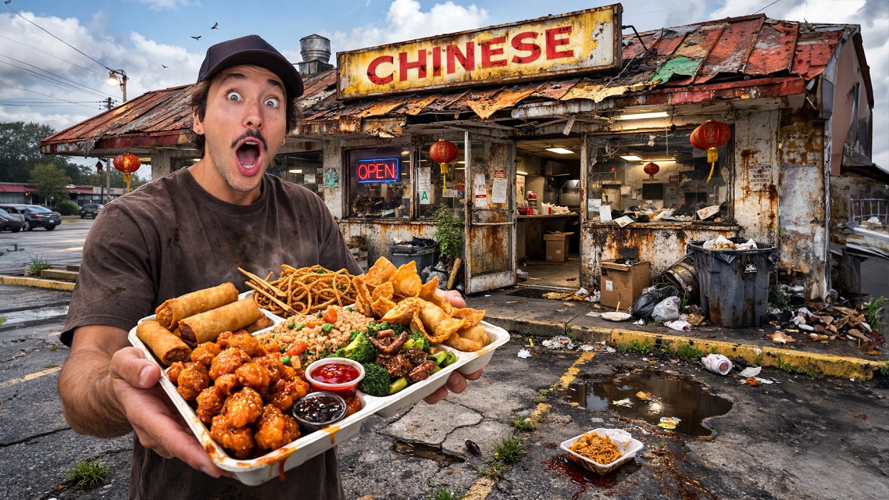Eating at SKETCHY Restaurants For 24 Hours...