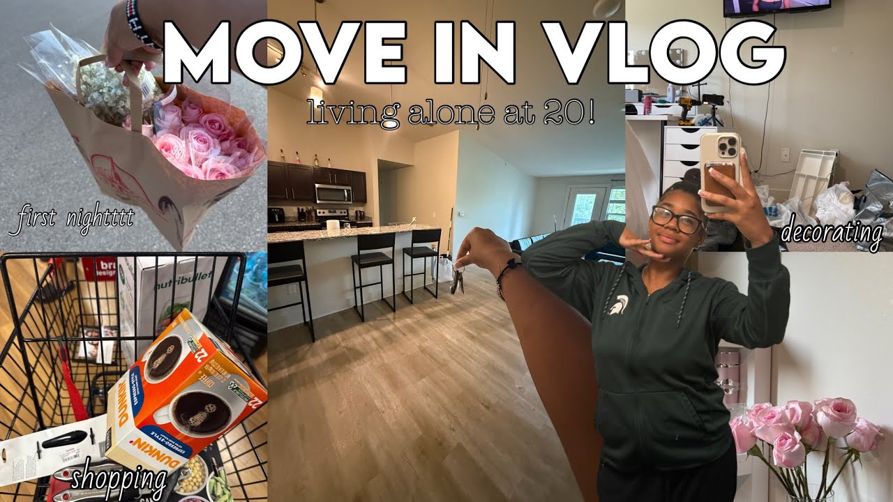 MOVE IN VLOG! LIVING ALONE AT 20 | new apartment, decorating, shopping, first night, etc.