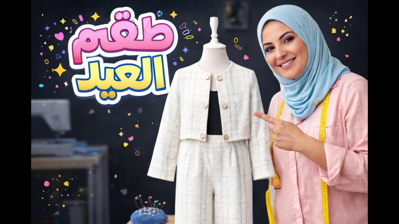 طريقه تفصيل طقم (سوت) بناتى للعيد لسن 10-11 سنة🔥 - جاكيت قصير وبنطلون واسع خطوة بخطوة للمبتدئات