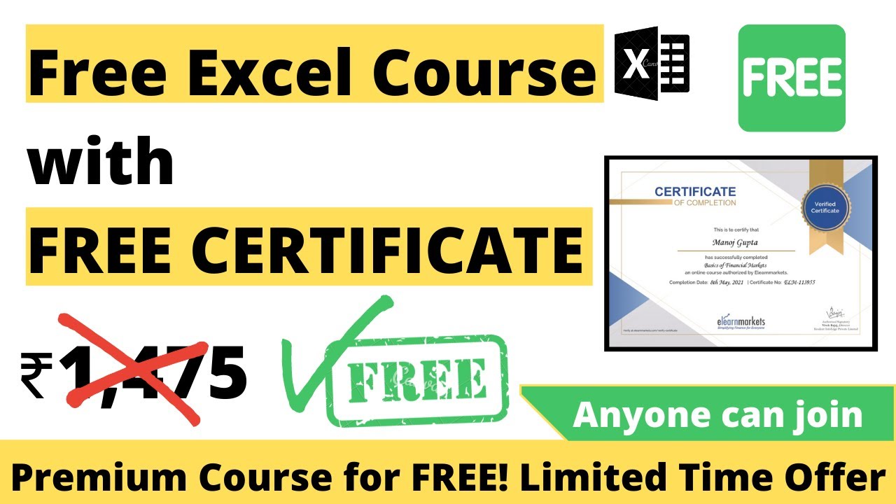 Free Excel Course with FREE Certificate | Advanced Excel Tutorial
