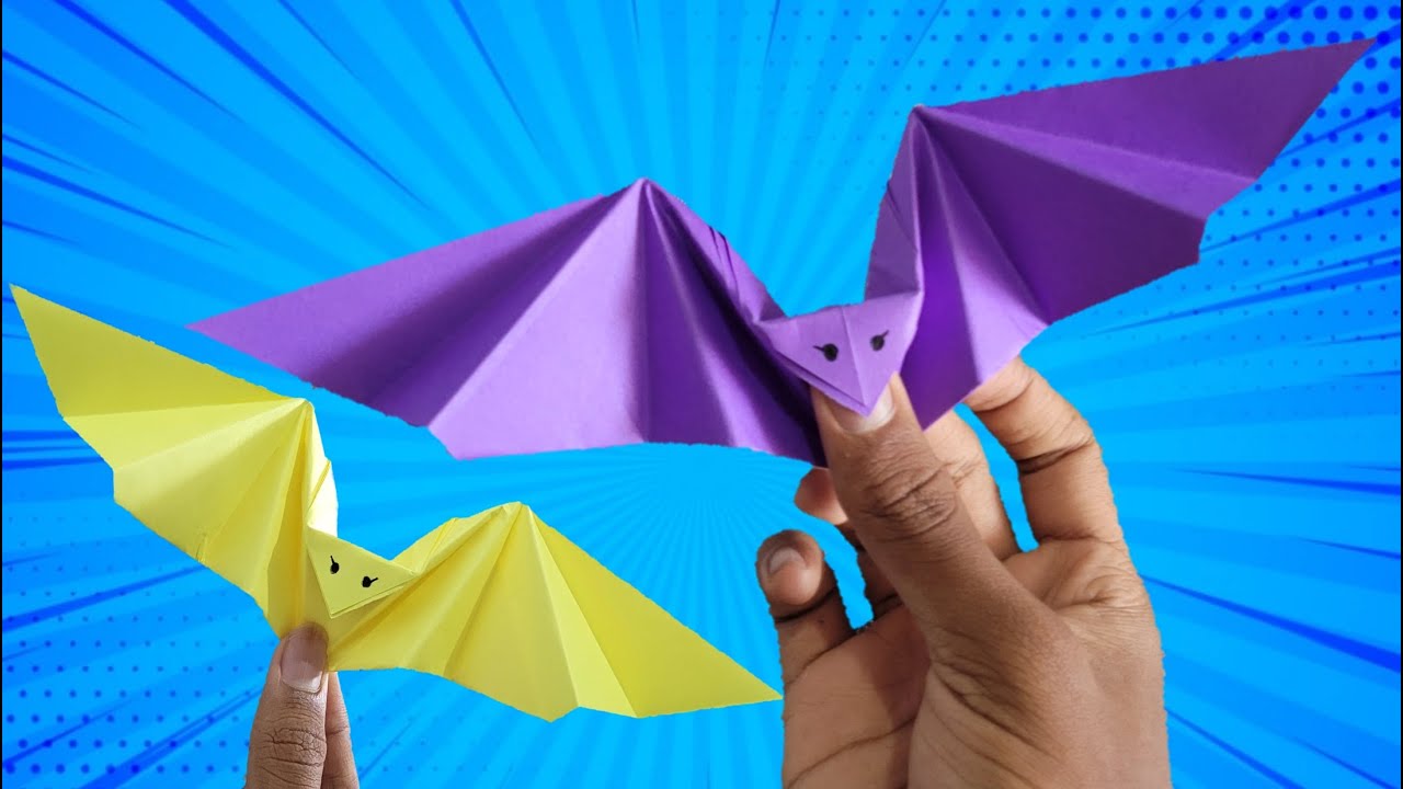 ORIGAMI/Como fazer um morcego de papel que bate as asas(Halloween)