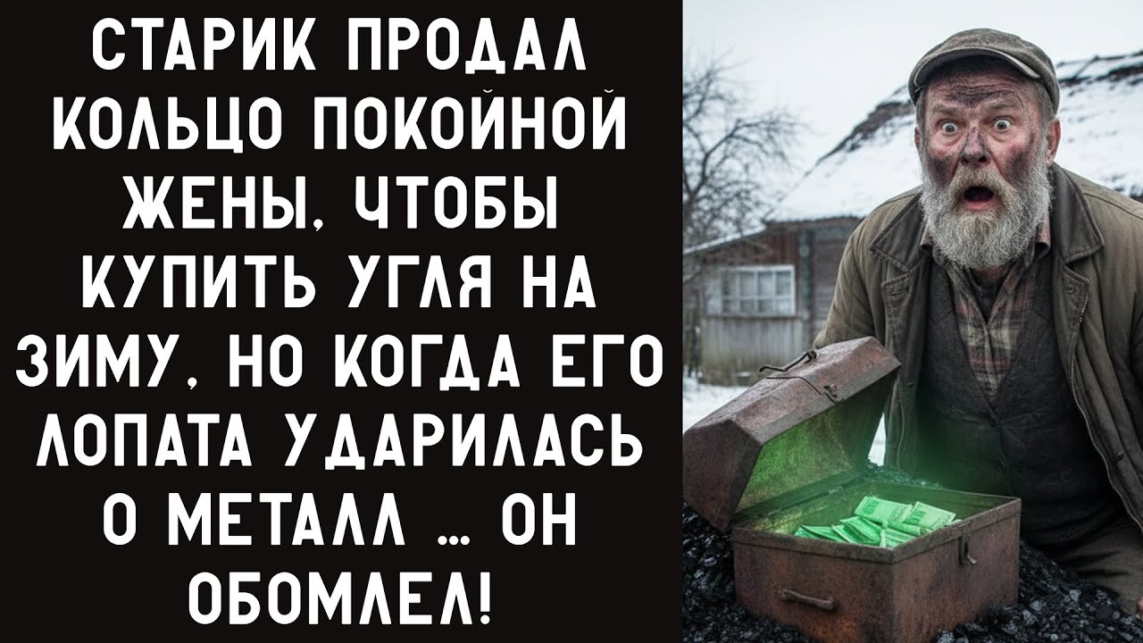 СТАРИК ПРОДАЛ ПОСЛЕДНЕЕ КОЛЬЦО ЖЕНЫ, ЧТОБЫ КУПИТЬ УГЛЯ НА ЗИМУ, НО КОГДА ЕГО ЛОПАТА УДАРИЛАСЬ О МЕТА