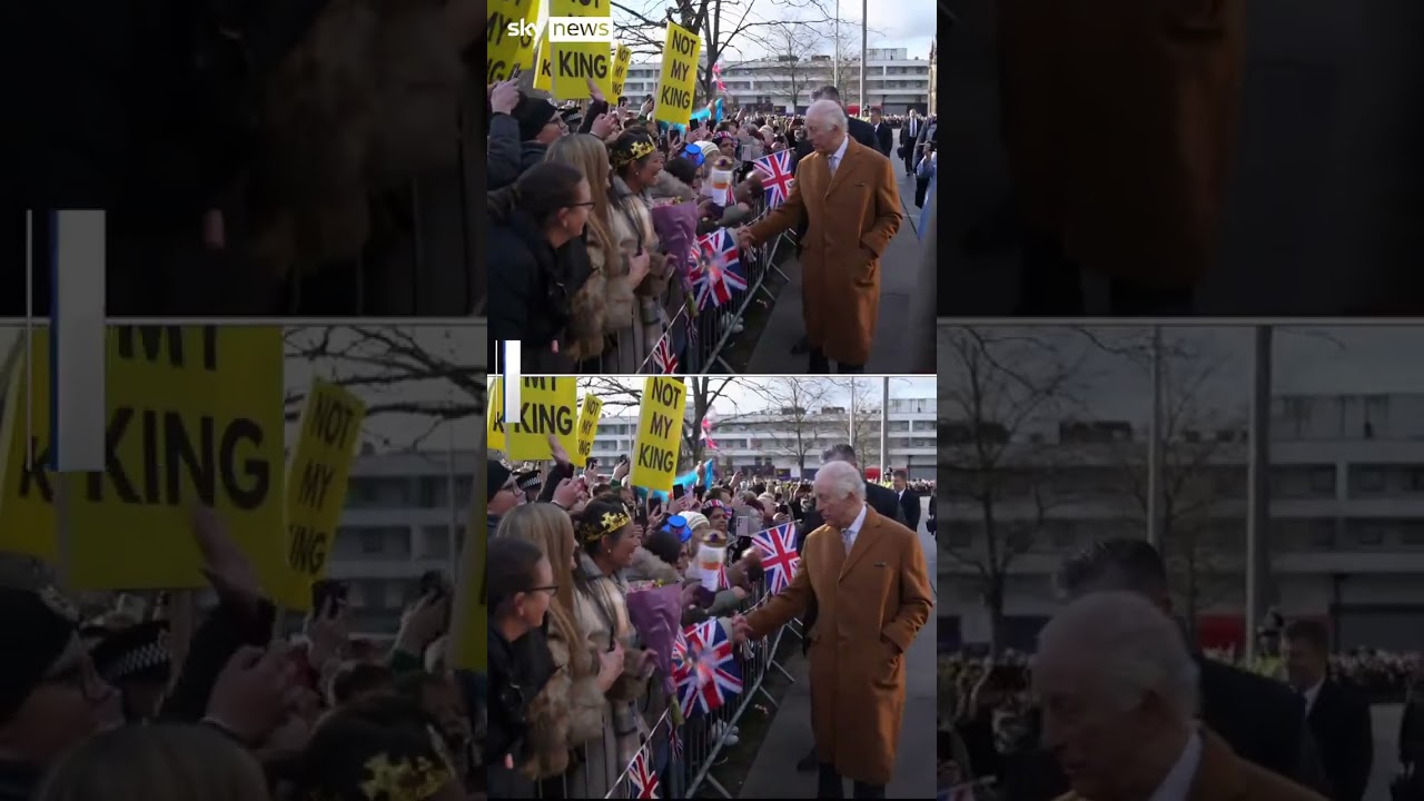 Anti-monarchy protesters shout at The King