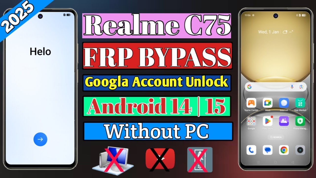 Realme C75 FRP Bypass Without Pc ll (RMX3941) Google Account Remove Android 14,15 ll 2025