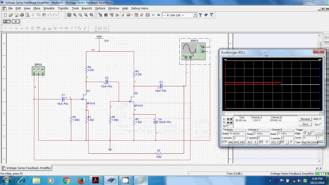 EDC Practical: 4. Simulate Voltage-Series feedback amplifier by Prof. Omkar S. Vaidya.
