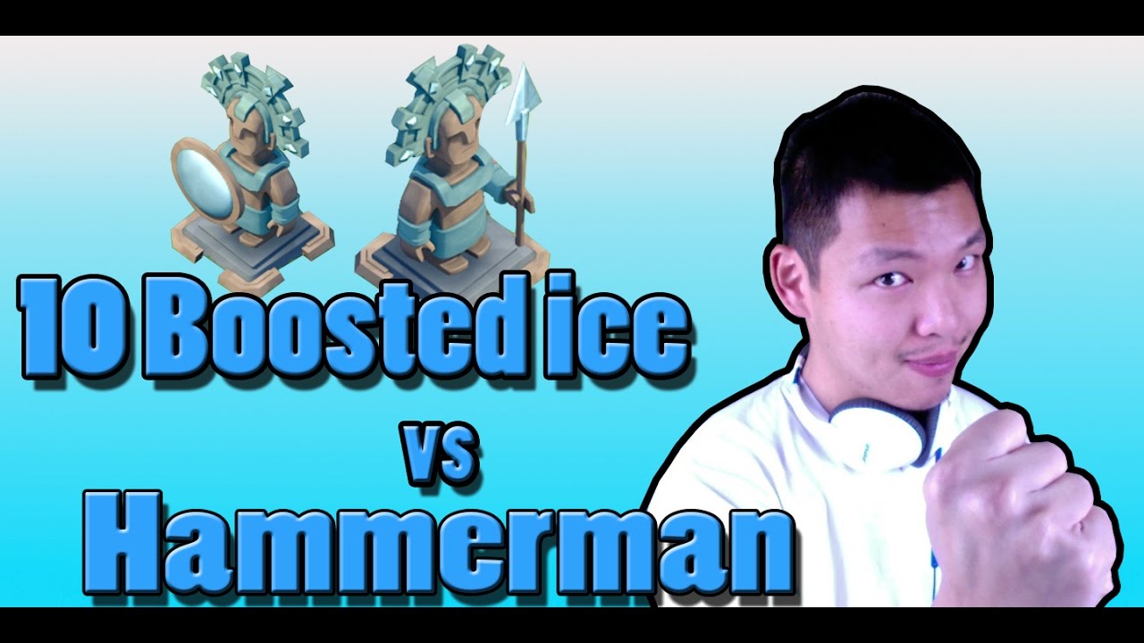 Boom Beach: 10 ice statues VS Hammerman