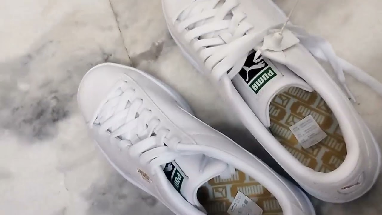 this is my first unboxing  ll puma basket classic xxi white shoes ll