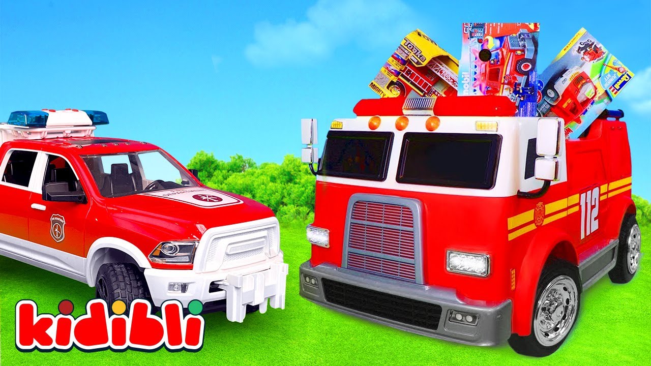 Fire Rescue Mission 🚒 with Toys, Trucks & Helicopters | Educational Toy Play for Kids | Kidibli