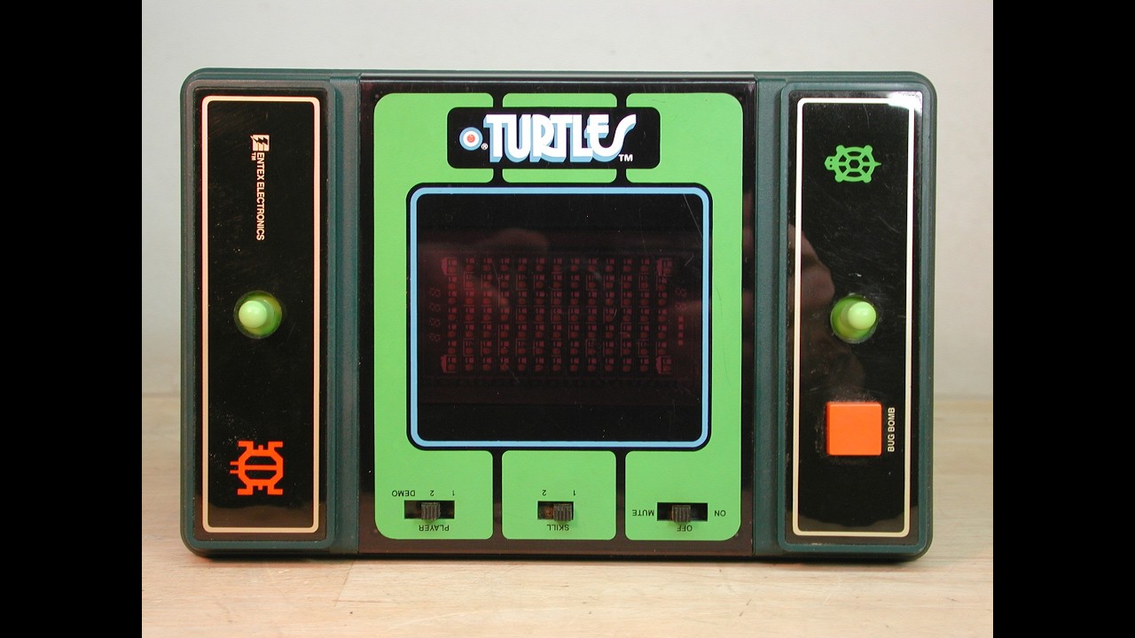 Demo video of vintage 1982 Entex Turtles handheld electronic game for sale on EdsGoodStuff.com