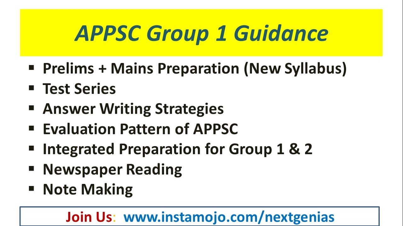 New Batch:  APPSC Group 1 Guidance (Prelims and Mains : Latest Syllabus)
