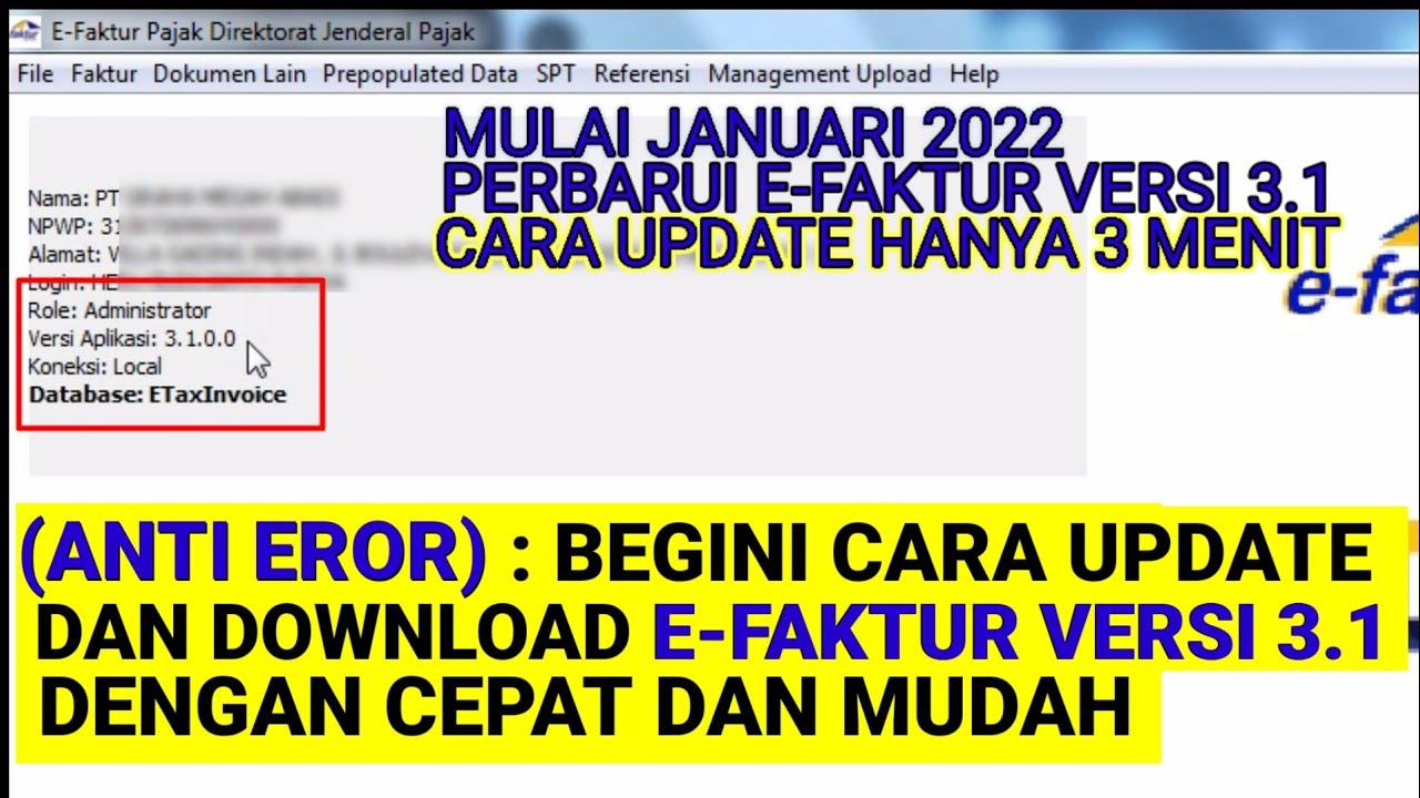 Cara update efaktur ke versi 3.1 terbaru 2022
