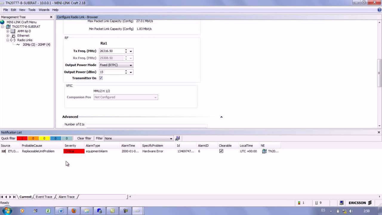 Конфигурация  Ericsson  MINI LINK Trafic Node