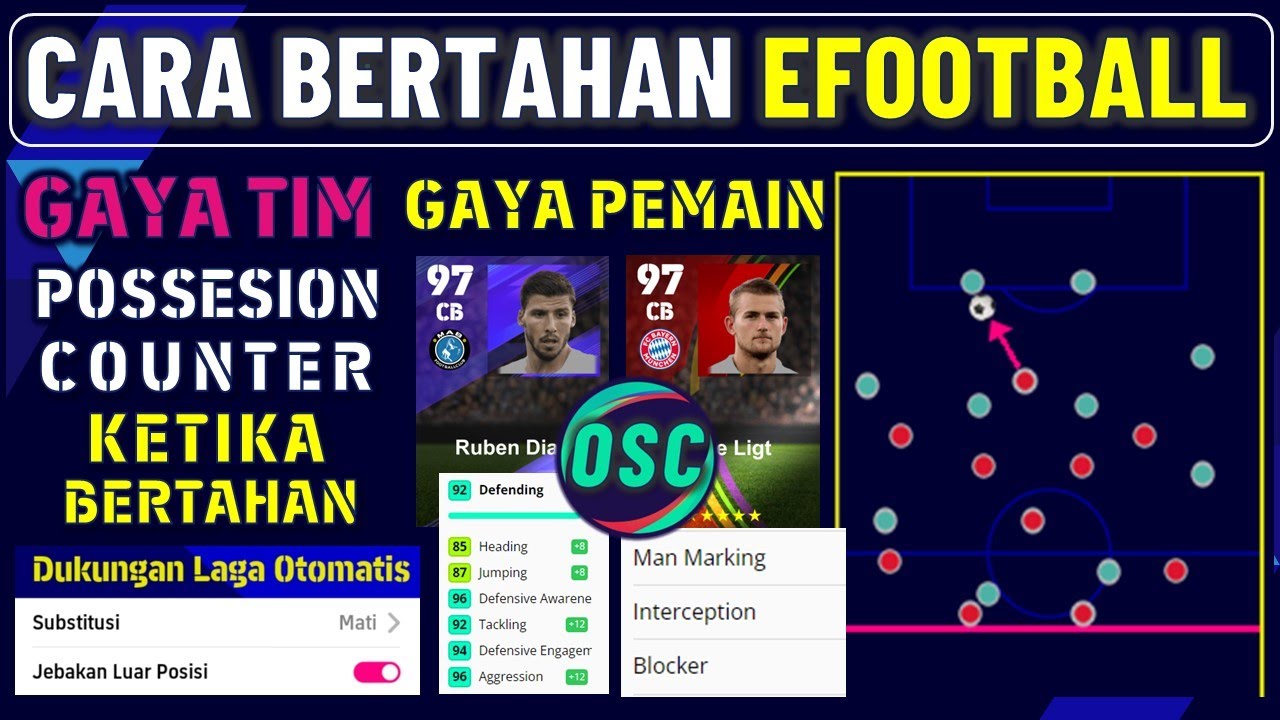 CARA BERTAHAN EFOOTBALL 2023 MOBILE !! PENJELASAN GAYA MAIN CB, KETIKA BERTAHAN, JEBAKAN OFFSIDE