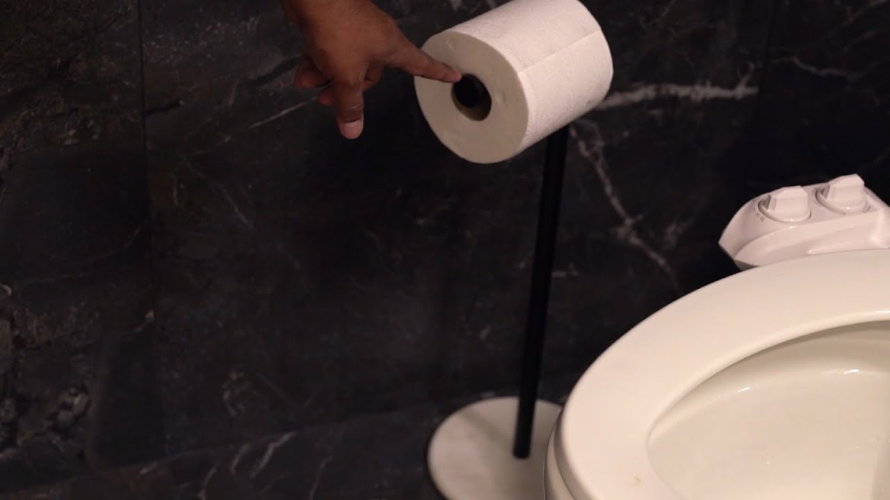 Take a Closer Look - KES Black Toilet Paper Holder Stand Freestanding Toilet Paper Stand