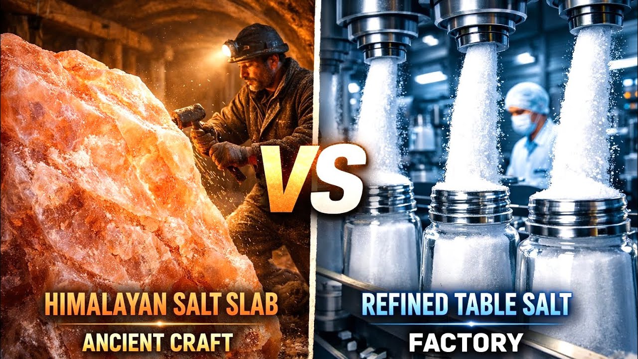 Himalayan Salt Slab vs. Refined Table Salt: Ancient Craft vs. Factory | Documentary