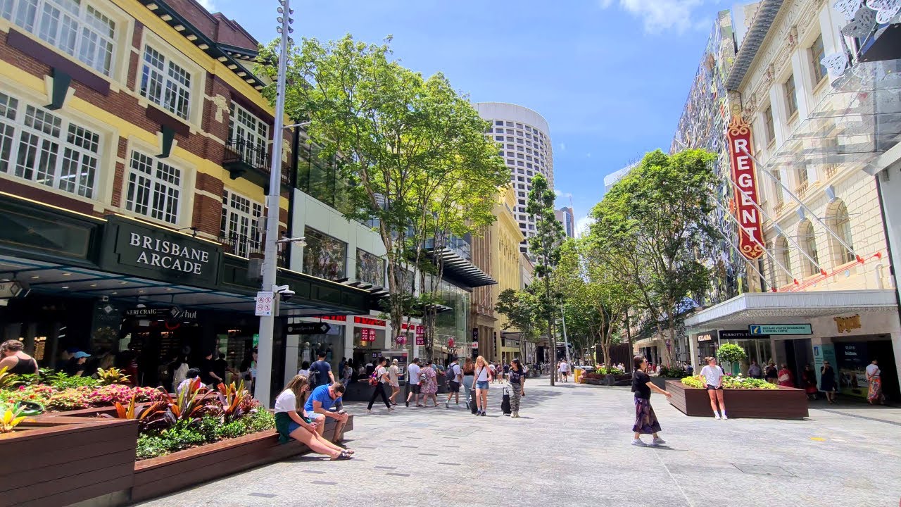 Queen Street Brisbane CBD Australia Walking Tour 4K