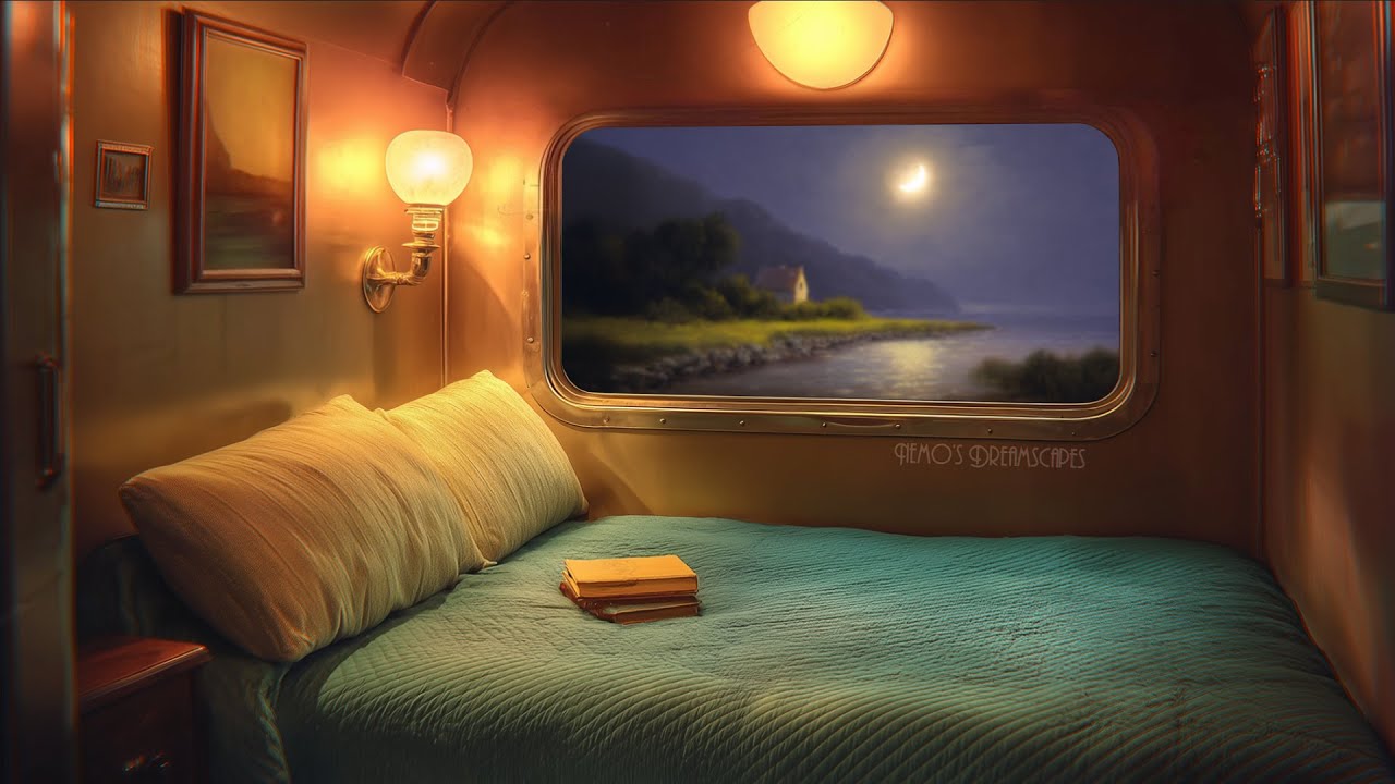 Night Train Ride w/ Vintage Oldies Music and Relaxing Train Sounds 🚂 Cozy Sleeper Car Ambience