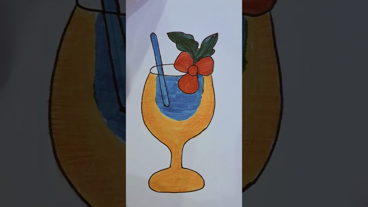 Draw 🥤Easy  Juice Glass#art #youtube
