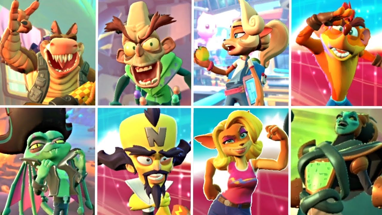 Crash Team Rumble - All Characters Emotes & Victory Animations