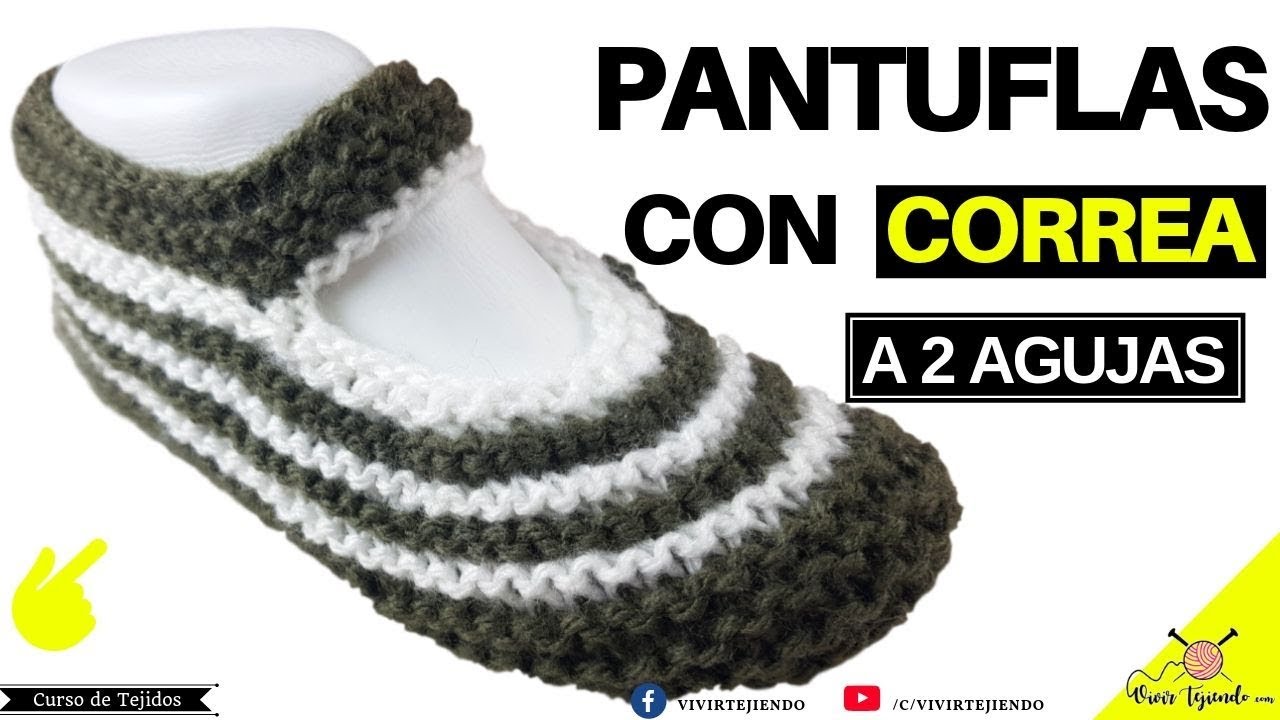 Tejiendo Pantuflas Canasta a Dos agujas o palillos | Tejidos a 2 agujas